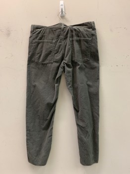 BDG, Gray, Cotton, Solid, Corduroy Pants, F.F, Top Pockets, Zip Front, Belt Loops