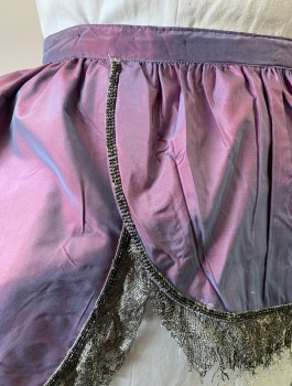 N/L MTO, Lavender Purple, Polyester, Over-Skirt, Changeable Taffeta, Iridescent Silver Lace Trim, Open Front with Scallopped Tiers of Fabric, Floor Length in Back, Made To Order