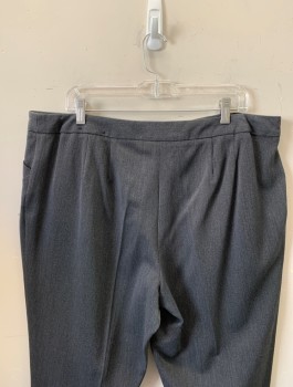 Womens, Slacks, LANE BRYANT, Gray, Polyester, Rayon, Solid, Sz.18, Mid Rise, Boot Cut, Slanted Side Pockets with Button Detail, Zip Fly