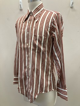 SERO, Rust/ White, Vertical Stripes, C.A., L/S, B.F., 1 Pocket, Curved Hem