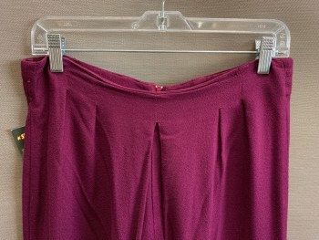 JUDY'S, Magenta Purple, Polyester, Solid, Pleated, Back Zipper, Straight Fit