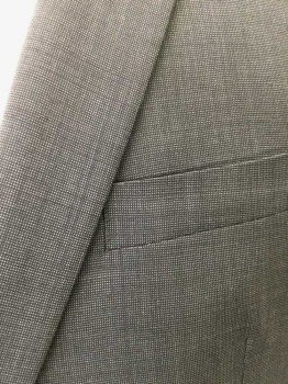 Mens, Suit, Jacket, BAR III, Charcoal Gray, Black, Wool, Birds Eye Weave, 42R, Black and Charcoal Dotted Weave/Birdseye, Single Breasted, Notched Lapel, 2 Buttons, 3 Pockets, Slim Fit