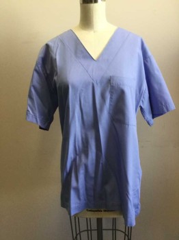 OH DUTY SCRUBS, Lt Blue, Poly/Cotton, Solid, V. Neck. Short Sleeves,