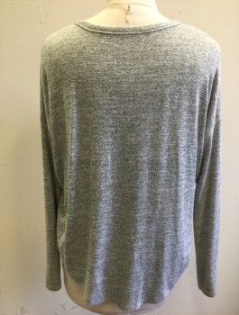 Womens, Pullover, RAG & BONE, Gray, Rayon, Polyester, Heathered, L, Lightweight Knit, Long Sleeves, Scoop Neck, Boxy Oversized Fit