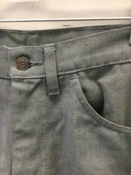 Mens, Pants, LEVI'S, Gray, Lt Gray, Cotton, 2 Color Weave, Ins:31, W:30, Gray and White Dotted Weave, Flat Front, Slim Leg, Zip Fly, 5 Pockets, Belt Loops, Late 1960's