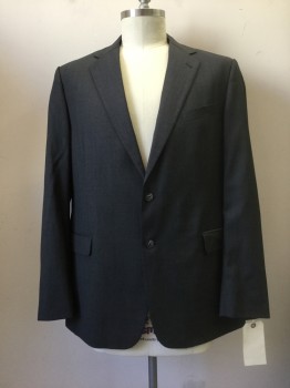 JOSEPH ABBOUD, Heather Gray, Black, Wool, Plaid, Heather Gray/ Black Plaid, 2 Buttons,  3 Pockets, Notched Lapel, Collar Attached,