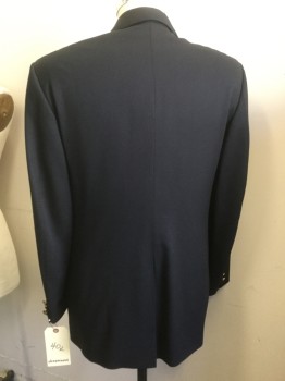 Mens, Blazer/Sport Co, NORDSTROM, Midnight Blue, Wool, Solid, 40 R, Single Breasted, 2 Buttons, Notched Lapel, 3 Pockets,