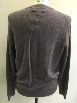 Mens, Pullover Sweater, JOS A BANK, Purple, Gray, Cotton, Silk, Basket Weave, L, Knit, Long Sleeves, Crew Neck