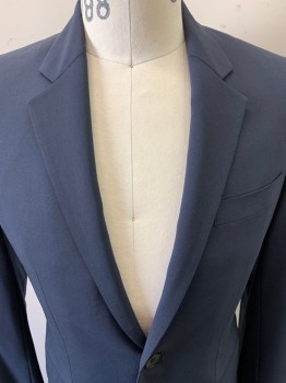 Mens, Sportcoat/Blazer, THEORY, Dk Gray, Wool, Solid, 36R, Notched Lapel, Single Breasted, Button Front, 2 Buttons, 3 Pockets