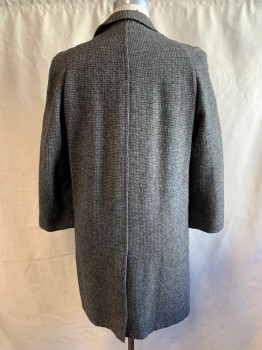 Mens, Coat, HARRIS TWEED, Black, Gray, Wool, Tweed, B 46, Single Breasted, Collar Attached, Notched Lapel, 2 Pockets, Long Sleeves, 1/2 Panel Cuff with Button Detail