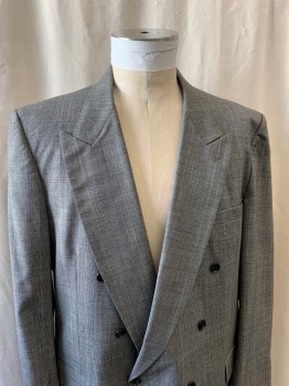 JEAN BAPTISTE CAUMON, Black, White, Red Burgundy, Goldenrod Yellow, Wool, Glen Plaid, Peaked Lapel, Double Breasted, Button Front, 6 Buttons, 3 Pockets, 3 Button on Pockets,