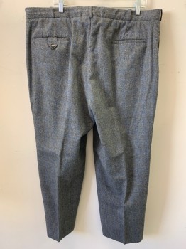 Mens, 1920s Vintage, Suit, Pants, SIAM COSTUMES, Gray, Black, Blue, Wool, Polyester, Plaid, I30, W42, Glen Plaid, Flat Front, Button Front, Belt Loops, Suspender Buttons, 4 Pockets,