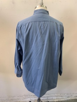 LOUIS ROTH, Blue-Gray, Cotton, Solid, Faded, C.A., Button Front, L/S, 1 Pocket, 3 Button Cuffs
