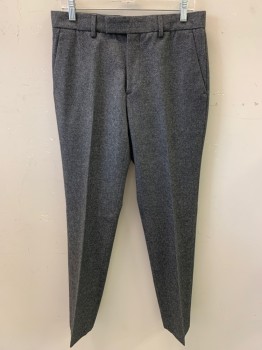 Mens, Suit, Pants, WHISTLES, Dk Gray, Wool, Polyester, Birds Eye Weave, I:32", W:32", Flat Front, Tab, Belt Loops, 4 Pockets 2 are Welt