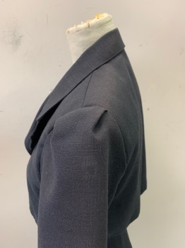 DAMON II, Black, Polyester, Rayon, Solid, S/S, Faux "Jacket" Front, Notched Lapel, Gold Buttons, Knee Length