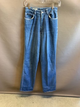 Womens, Jeans, ORGANICALLY GROWN, Denim Blue, Cotton, W27, High Waist, Top Pockets, Zip Front, White Stitching, White Embroidery On Back Pockets