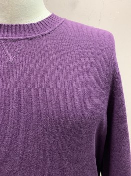Mens, Pullover Sweater, BRUNO CUCINELLI, Purple, Linen, Cotton, Solid, L, CN,