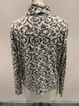 MAINFRAME, White, Olive Green, Pink, Poly/Cotton, Floral, Turtleneck, L/S