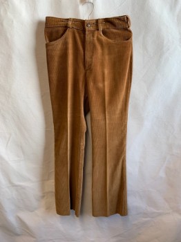 Mens, Pants, PIONEER WEAR, Tan Brown, Cotton, 32/31, Corduroy, Top Pockets, Zip Front, 2 Back Patch Pockets