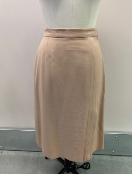 Womens, Skirt, ELLEN TRACY, Khaki Brown, Wool, Solid, W26, Pleated Left Front Side And Right Back Side, Hook & Eye Closure, Side Zipper,