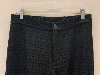 Womens, Sci-Fi/Fantasy Pants, NO LABEL, Black, Polyester, Cotton, Spots , Speckled, 31/29, F.F, Zip Front, Elastic Waist Band, Textured Fabric, Made To Order,