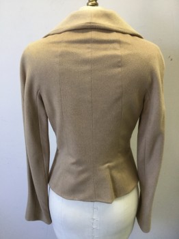 Womens, Suit, Jacket, MAX MARA, Camel Brown, Wool, Solid, B32, Double Breasted, 2 Buttons, Wide Lapel