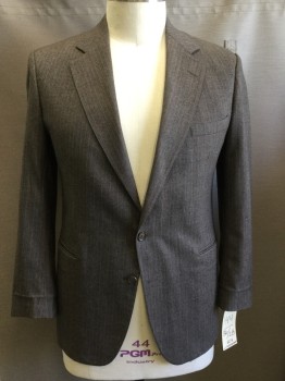 J ALEXANDER, Brown, Blue, Red, Cream, Wool, Heathered, Stripes - Pin, 2 Buttons,  Notched Lapel, 3 Pockets,