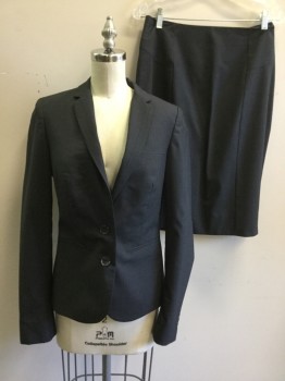 Womens, Suit, Jacket, WE, Charcoal Gray, Synthetic, Stripes - Shadow, B32, Single Breasted, Collar Attached, Notched Lapel, 2 Buttons,  3 Pockets, Seam Through Collar/Lapel