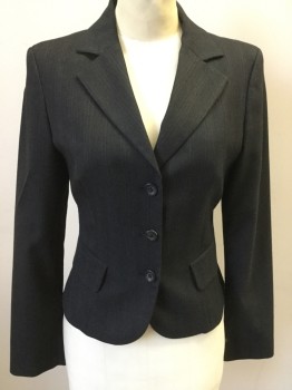 Womens, Suit, Jacket, SISLEY, Charcoal Gray, Gray, Mauve Pink, Polyester, Viscose, Stripes, 6, Single Breasted, Collar Attached, Notched Lapel, 3 Buttons,  2 Flap Pockets