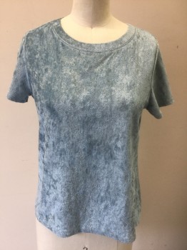 Womens, Top, B.P., Ice Blue, Polyester, Solid, XXS, Velour, Short Sleeves, Crew Neck