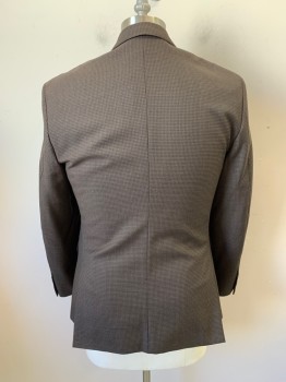 Mens, Sportcoat/Blazer, BAR III, Dk Brown, Brown, Burnt Orange, Polyester, Wool, Plaid, 38R, Notched Lapel, Single Breasted, Button Front, 2 Buttons, 1 Chest Pockets, 2 Pockets, Double Back Vent