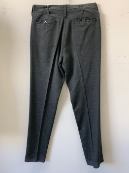 KOTZIN, Charcoal Gray, Polyester, Solid, Heathered, Flat Front, Zip Front, Western Pocket, 4 Pockets, Belt Loops, Tapered, Unfinished Hem 31" Max