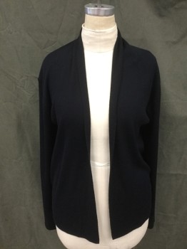 ALL SAINTS, Black, Wool, Solid, Ribbed Knit, Shawl Collar, Open Front, Long Sleeves
