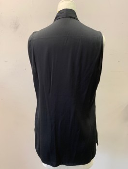 KOBI HALPERIN, Black, Silk, Solid, V-N, Slvls, Stitched Down Pleats From Shoulders