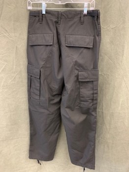 TRU SPEC, Black, Polyester, Cotton, Rip Stop Tactical Pant, Goretex, Zip Fly, 4 Pockets, Belt Loops, 2 Cargo Pocket, Twill Tab Buckles Sides Waist