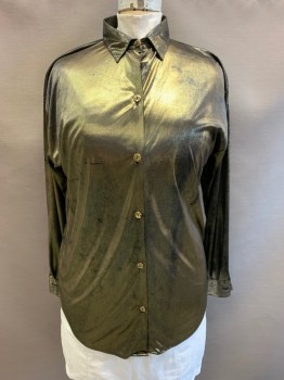 TRIMMINGS, Gold Metallic, Polyester, C.A., Button Front, L/S