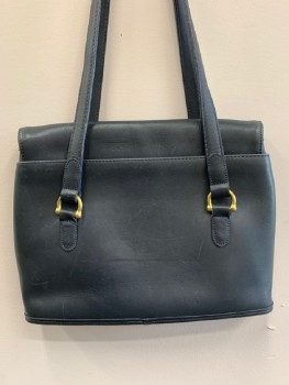 Womens, Purse, COACH, Faded Black, Leather, Solid, Crossbody, Long Strap, Aged/Distressed, 2 Straps, Flap Closure, 1 Side Pckt,