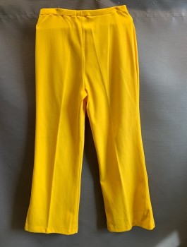 Womens, Pants, NL, Goldenrod Yellow, Cotton, Elastane, Solid, W: 29, S: 16, Elastic Waist, Wide Leg, Stretchy, Stitched Pleat on Front of Legs