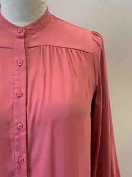 Womens, Blouse, NO LABEL, Rose Pink, Polyester, Solid, M, L/S, B.F., CB