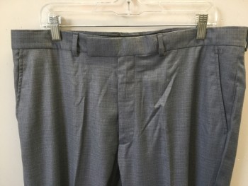 K. COLE REACTION, Lt Gray, Gray, Poly/Cotton, Spandex, Heathered, Pants - Flat Front, 4 Pockets,