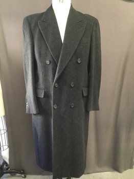 Mens, Coat, CHAPS RALPH LAUREN, Charcoal Gray, Wool, Solid, 48, Peaked Lapel, Double Breasted, Pocket Flap,