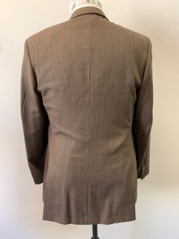 Mens, Sportcoat/Blazer, HICKEY FREEMAN, Dk Brown, Lt Brown, Green, Red Burgundy, Purple, Wool, Plaid, 46L, Notched Lapel, Single Breasted, 3 Buttons, 3 Pockets, Double Back Vent