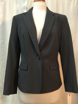Womens, Suit, Jacket, NINE WEST, Heather Gray, Polyester, Viscose, Heathered, 4, Notched Lapel, 1 Button, 2 Pockets,