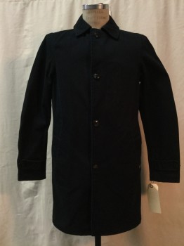 Mens, Coat, Trenchcoat, SCOTCH & SODA, Navy Blue, Cotton, Solid, M, Button Front, Collar Attached, 2 Pockets,