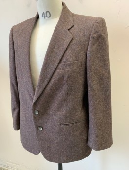 Mens, 1960s Vintage, Suit, Jacket, DOVERSHIRE, Brown, Gray, Multi-color, Wool, Speckled, Stripes - Micro, 40S, Tiny Grid Pattern with Various Color Specks, Single Breasted, Notched Lapel, 2 Buttons,  3 Pockets, Brown Lining, Early 1960's **Sleeves Shortened with TV Alt