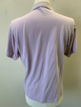 Mens, Polo, LACOSTE, Lavender Purple, Cotton, Solid, M, Pique Jersey, Short Sleeves, Rib Knit Collar Attached, 2 Button Placket, Alligator Logo at Chest, **Has Discoloration at Armpits