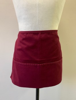 UTY, Red Burgundy, Poly/Cotton, Solid, Twill, 3 Pockets Including 1 Skinny Pocket for Pencil, Self Ties at Sides