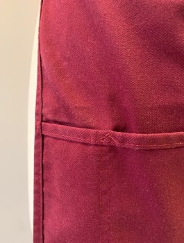 UTY, Red Burgundy, Poly/Cotton, Solid, Twill, 3 Pockets Including 1 Skinny Pocket for Pencil, Self Ties at Sides