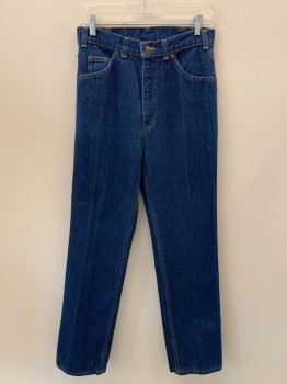 Womens, Jeans, LEVI'S, Dk Blue, Cotton, Solid, W28, F.F, Top And Back Pockets, Zip Front, Belt Loops