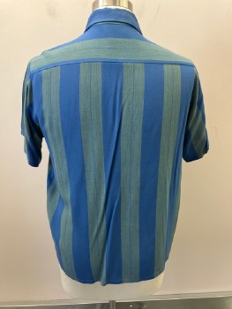 SEARS, Yellow, Blue, Cotton, C.A., B.F. Wide Stripes ,  Front Pocket